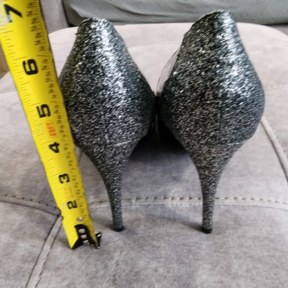 NEW Marc Fisher Black Pointed Toe Glitter Pump Patent Leather Size 9M - Picture 6 of 9